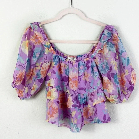 Billabong Salty Blonde Sweetest Ever Baby Doll Crop Top in Lovin Lilac size S - Picture 15 of 15